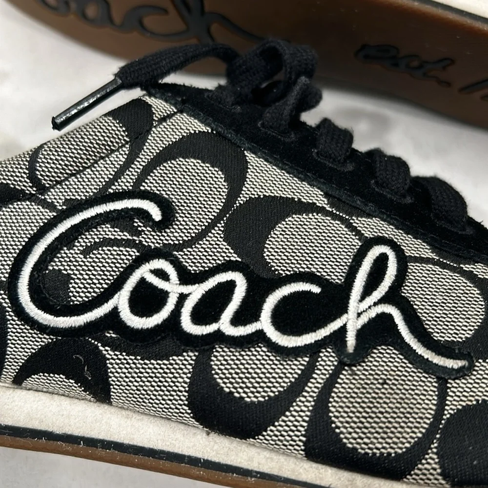 Coach Devin Black Signature Suede Canvas Embroidered Sneakers 8.5 - Picture 10 of 16